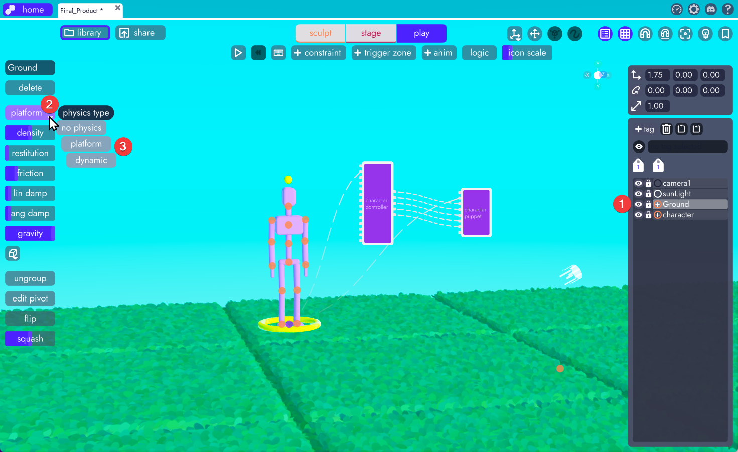 adding physics to ground in unbound