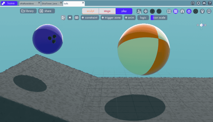 two balls colliding in unbound to demonstrate density