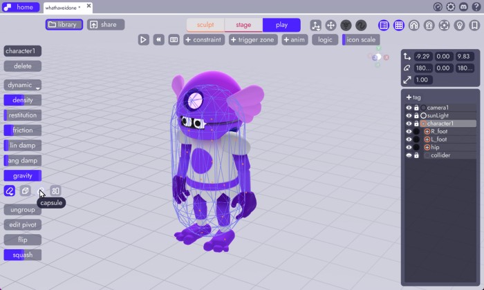 capsule collider on a character in unbound