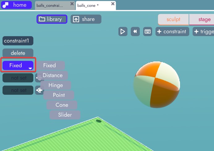 dropdown showing constraint types in unbound