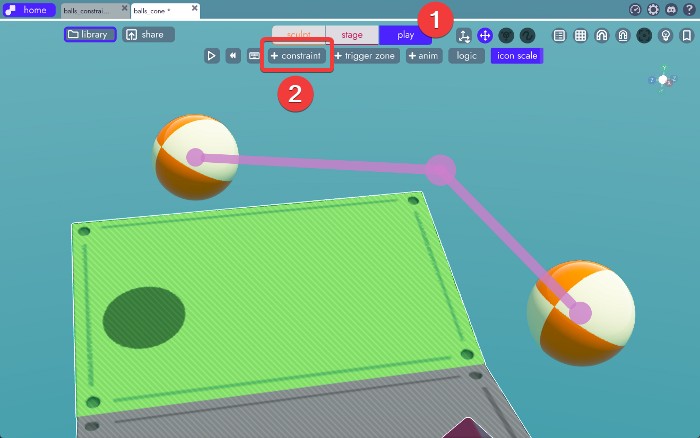 play mode in unbound with constraints button highlighted