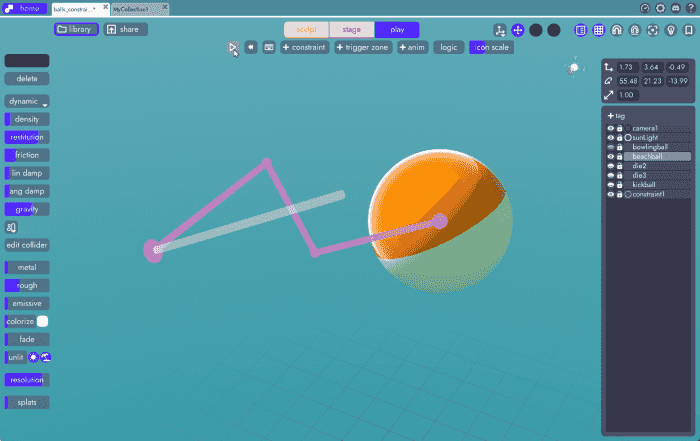 demonstration of slider constraint in unbound
