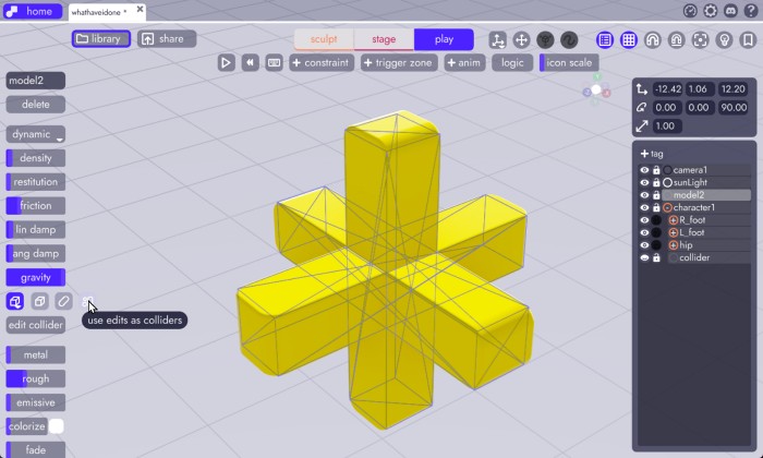using edits as colliders in unbound