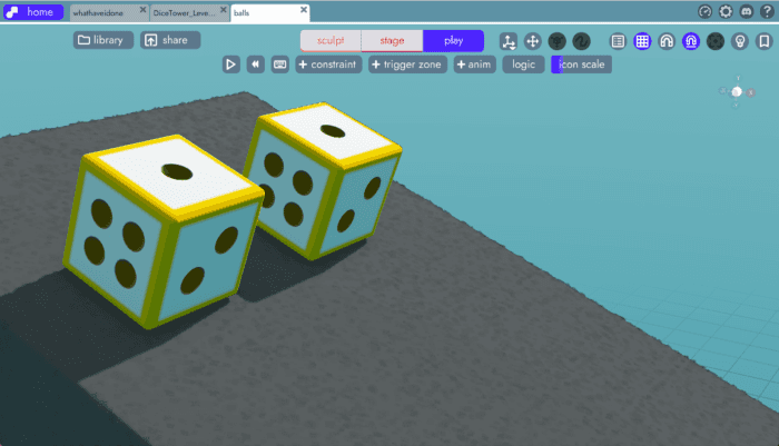two cubes with different friction coefficients sliding down a ramp
