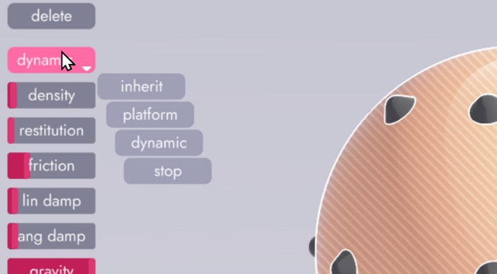 inherited physics dropdown in unbound