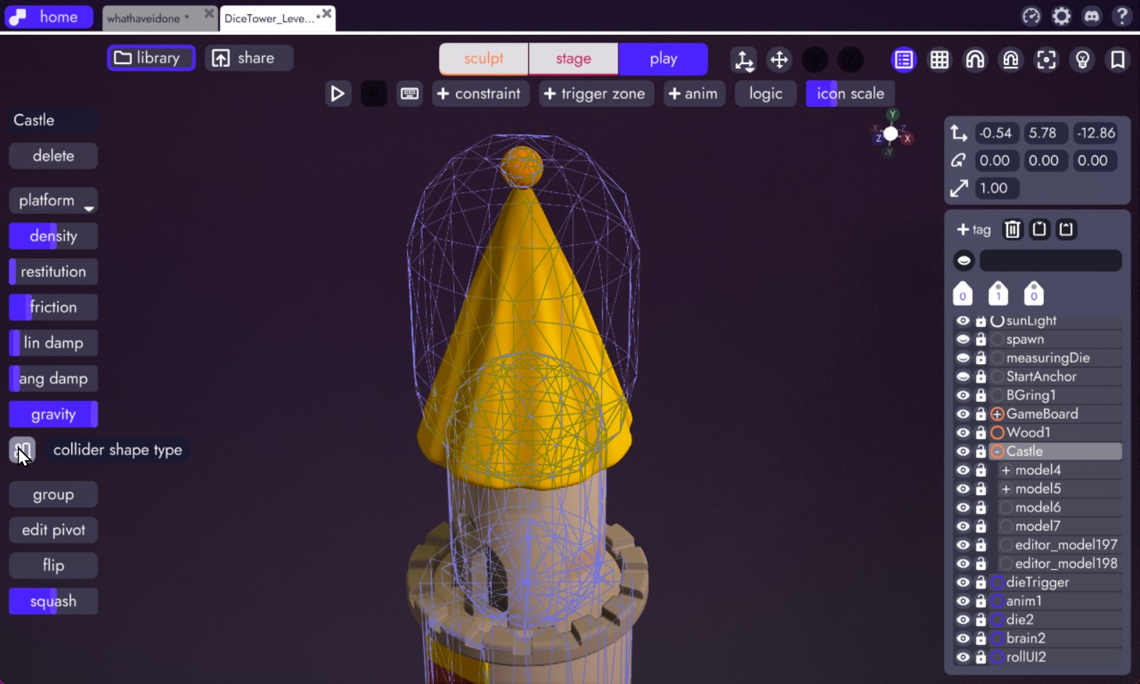 showing edge-case collision geometry in unbound